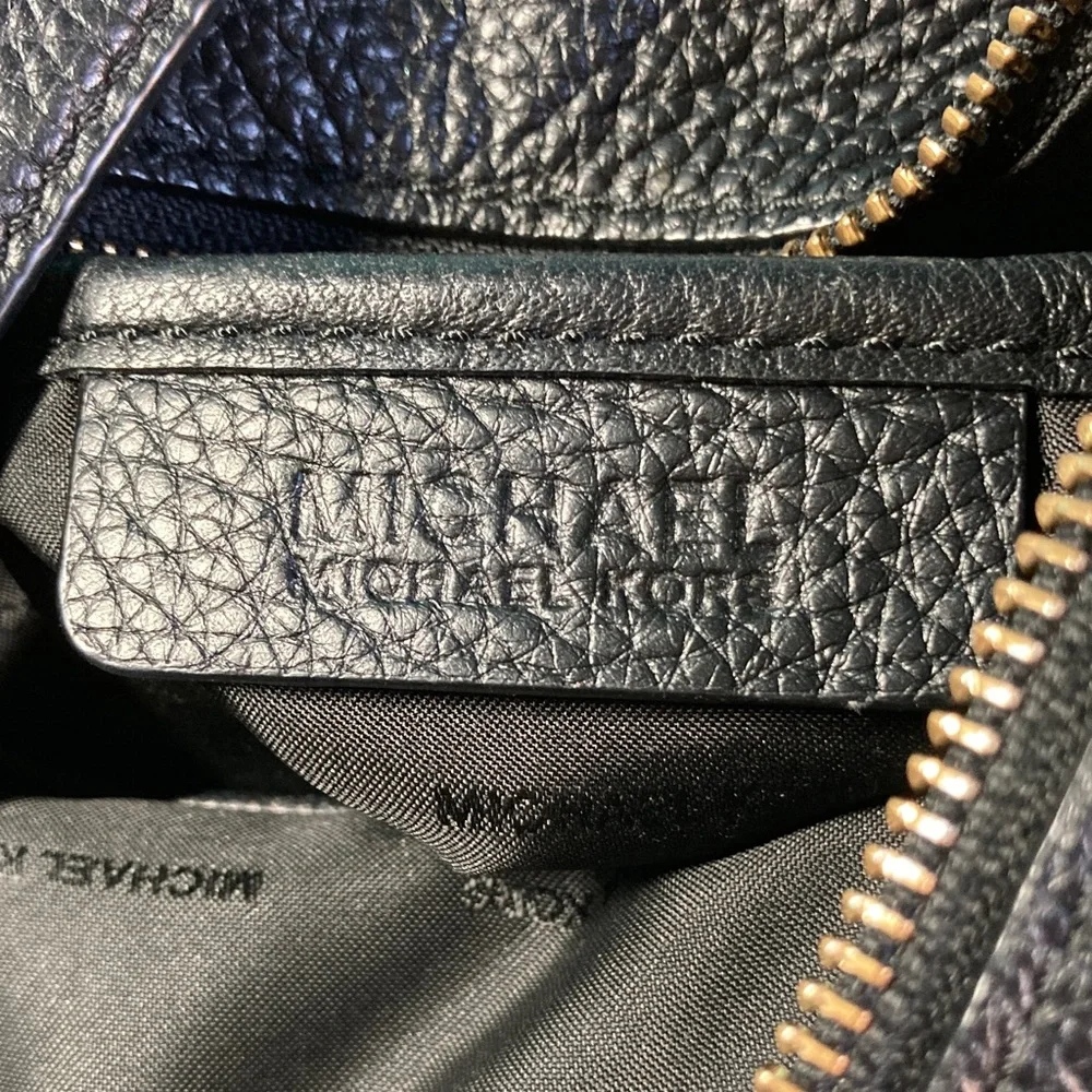 Michael Kors Matilda Black Pebbled Leather Handbag with Gold Accents 12 X 14”